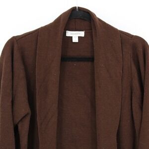 Dressbarn $58 1X‎ Brown Open Front Shawl Collar Cardigan Sweater with Pockets